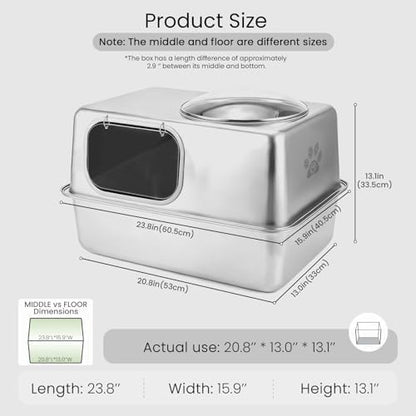 Enclosed Stainless Steel Litter Box - Image 2