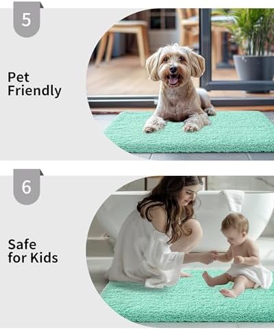 Disolla Mint Green Bathroom Runner Rug 24x70, Plush Extra Large Bath Mat - Image 6
