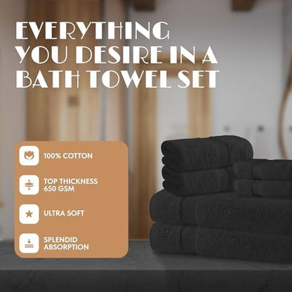 Black Bath Towel Set of 6 - Image 2