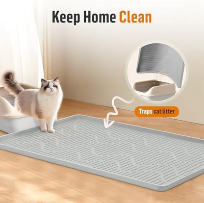 Silicone Cat Litter Box Mat 27"x 27" Extra Large Cat Rubber Mat - Image 2