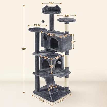 Yaheetech 70in Multi-Level Sturdy Cat Tree, Sisal Scratching Posts - Image 3