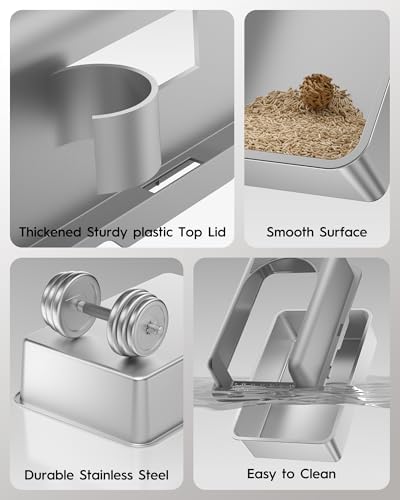 Stainless Steel Cat Litter Box, Extra Large High Sided Litter Boxs - Image 4