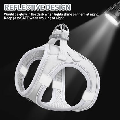 GAMUDA Small Pet Harness Collar and Leash Set, Step in No Chock No Pull Linen - Image 4