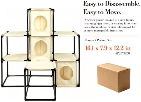 Modular PVC Cat Tree with 6 Removable Hammocks - Image 6