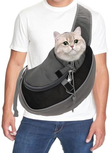 Pet Sling Carrier, Mesh Adjustable Pet Sling Carrier Zipper Pocket Breathable by Shuixiong