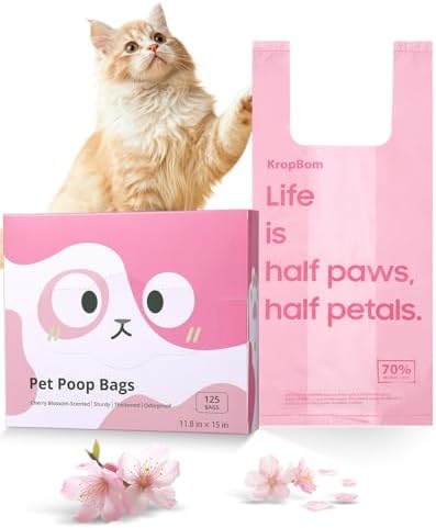 125 Count Cat Poop Bags Cherry Blossom Scented by KropBom