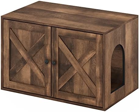 Furinno PELI Cat Litter Box Enclosure, Farmhouse Hidden Litter Box Furniture - Image 6