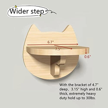 SHENGOCASE 5-Pack Natural Wood Wall Mounted Cat Steps - Image 4