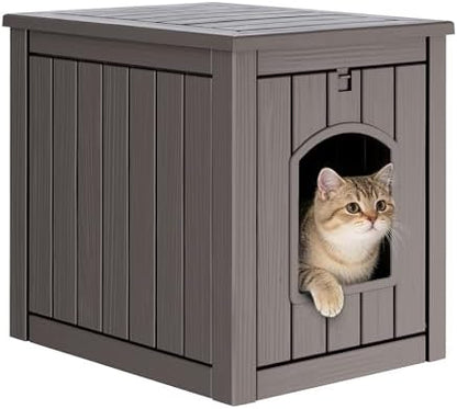 Cat Litter Box Enclosure, Enclosed Cat Litter Box Raised Floor, Openable Front by Unknown