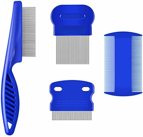 4 Pack Flea Lice Comb, Stainless Steel Dog Cat Grooming Combs by Brillirare