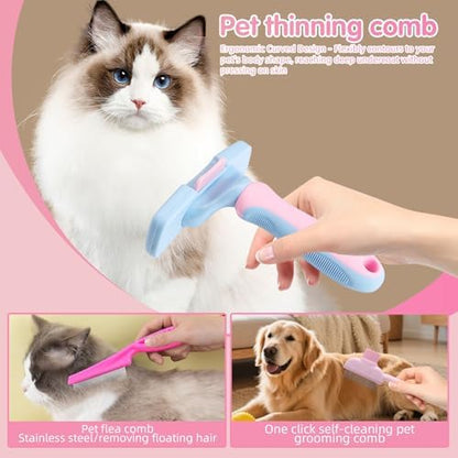 Oromaviela 12PCS Rabbit Bunny Cat Grooming Kit, Self-Cleaning Slicker - Image 6