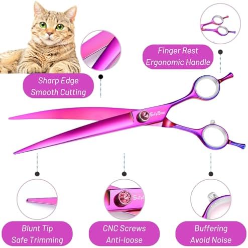 8in 30° Curved Dog Grooming Scissors, VG10 Steel Professional Pet Shears - Image 3