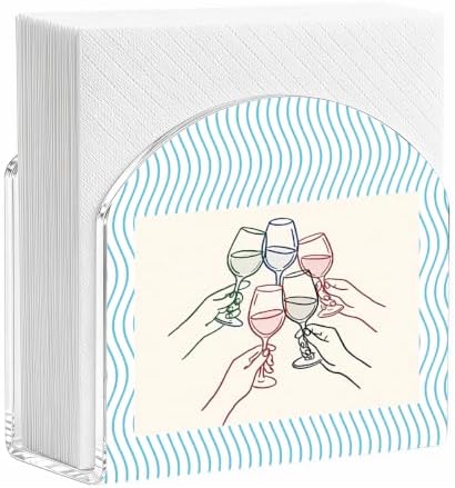 Wine Glass Cheers Print Acrylic Napkin Holder by ENGVZ