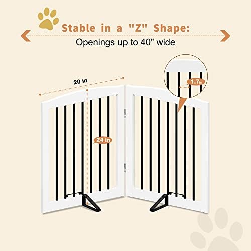PUPETPO Freestanding Pet Gate for Dogs, Foldable Wooden Dog Gate for House - Image 5