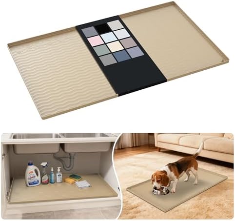 URMONA Waterproof Silicone Under Sink Mat, 37 x 22 in, Flexible Shelf Liner by URMONA