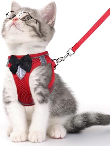 Cat Vest Harness and Leash Set, Escape Proof Kitten Harness Red S by NCMAMA
