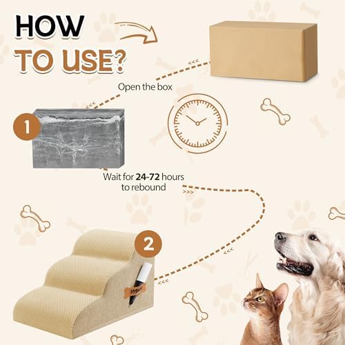 Romrol Dog Stairs Ramp for Beds Couches, Extra Wide Pet Steps - Image 5