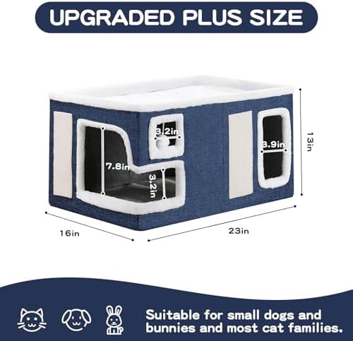 Large Cat Houses for Indoor Cats, Extra Wide Cat Cave Bed - Image 4