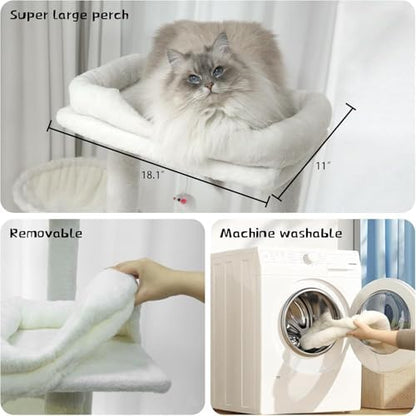 Beige 68 Inches Multi-Level Large and Tall Cat Tree Tower - Image 2