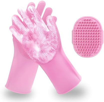 2 PCS Pink Pet Washing Gloves by Kemodia