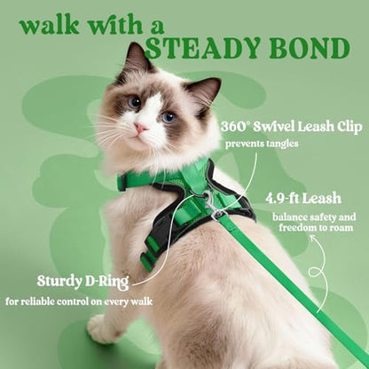 rabbitgoo Cat Harness and Leash Set, Escape Proof Vest, Grass Green - Image 5