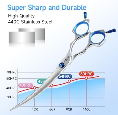Curved Dog Grooming Scissors 7.5 in Curve Shears - Image 4