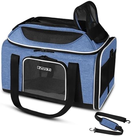 Petskd Top-Expandable Small Pet Carrier 18"x11"x11" Airline Approved by Petskd