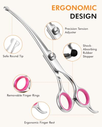 Curved Dog Grooming Scissors, 7.7 Inch Pet Grooming Shears - Image 3
