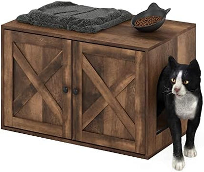 Furinno PELI Cat Litter Box Enclosure, Farmhouse Hidden Litter Box Furniture - Image 2