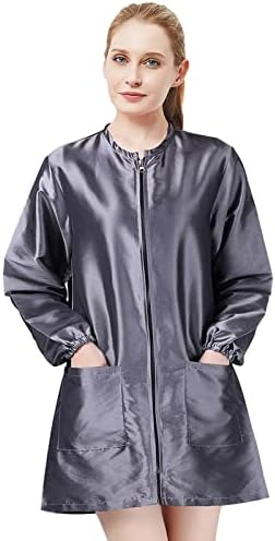 TOPTIE Salon Jacket with Long Sleeve, Unisex Satin Grooming Smock by TOPTIE