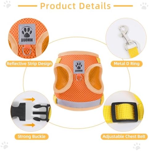 Cat Vest Harness and Leash Set, Escape Proof Harness Orange Small - Image 4