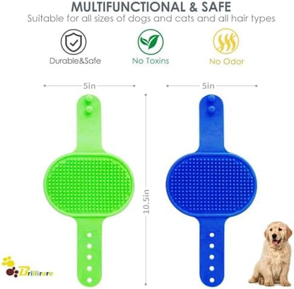 2 Pack Dog Grooming Brush, Premium Soft Silicone Pet Bath Brushes - Image 2