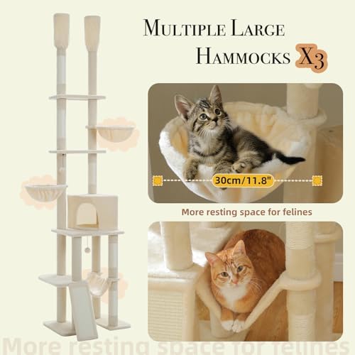 PAWZ Road Floor to Ceiling Cat Tree, 85–112" Tall Cat Tower - Image 5