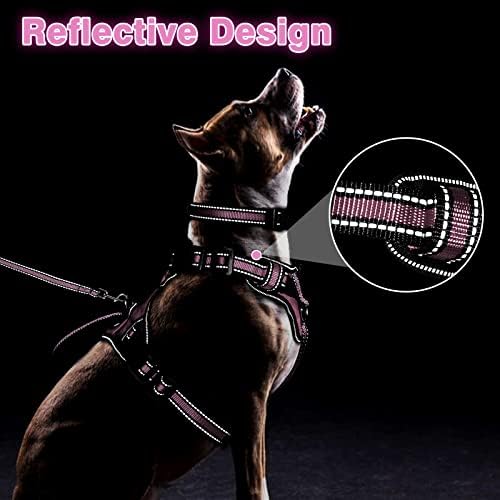 WINSEE Pet Harness Collar and Leash Set, All-in-one Reflective Dog Harness No - Image 5