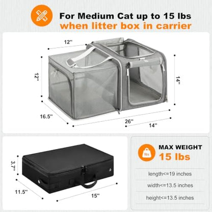 Pidipiti 20x14x14 Expandable car cat Carrier, - Image 2