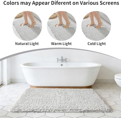 Disolla Grey & White Bathroom Runner Rug 24x59, Soft Plush Large Bath Mat - Image 7