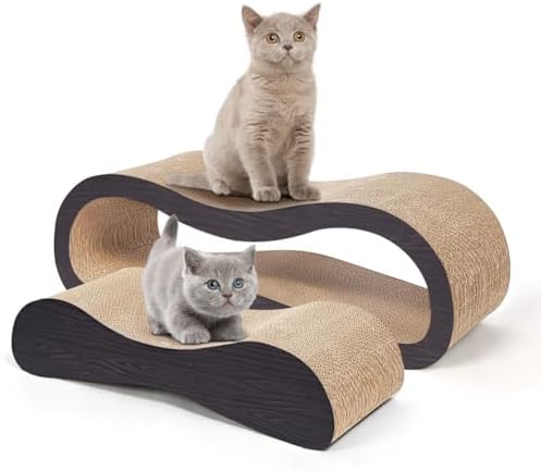 FluffyDream 2 in 1 Cat Scratcher Cardboard Lounge Bed, Cat Scratching Post by FluffyDream