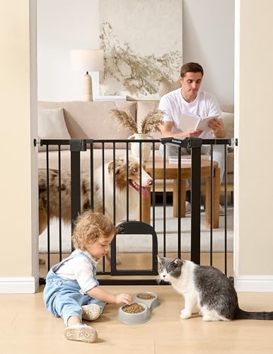Babelio Dog Gate with Adjustable Cat Door, CatPrivilege III by BABELIO