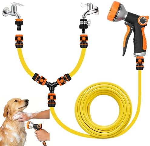 14pc Outdoor Dog Shower Hose Kit, 9.84Ft Garden Hose & 8 Modes Nozzle by Homrich