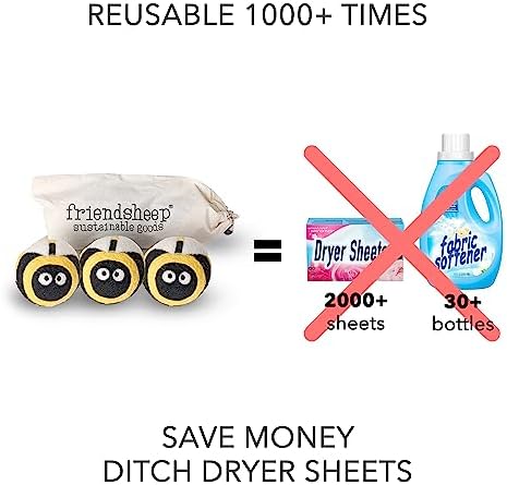 Friendsheep Wool Dryer Balls, Organic Reusable Fabric Softener Alternative - Image 3