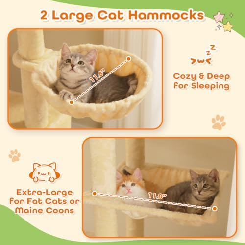 PEQULTI Floor to Ceiling Cat Tree, Height Adjustable 90.5-100.4'' - Image 5