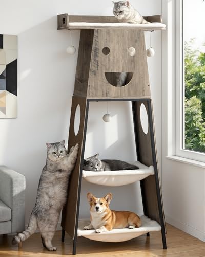 56in Modern Wood Cat Tree Tower by FeliskynCatTreeTower