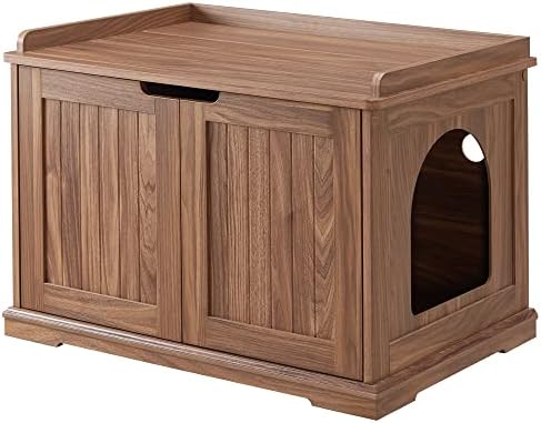 unipaws Cat Litter Box Enclosure Furniture, Hidden Litter Box Cover by unipaws