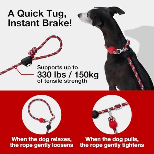 VETRESKA Hands-Free Red Dog Leash, 8FT Rope Leash - Image 5
