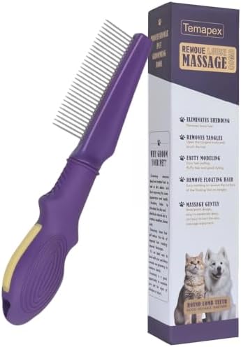 Pet Comb for Grooming Long Haired Cats & Dogs by Temapex