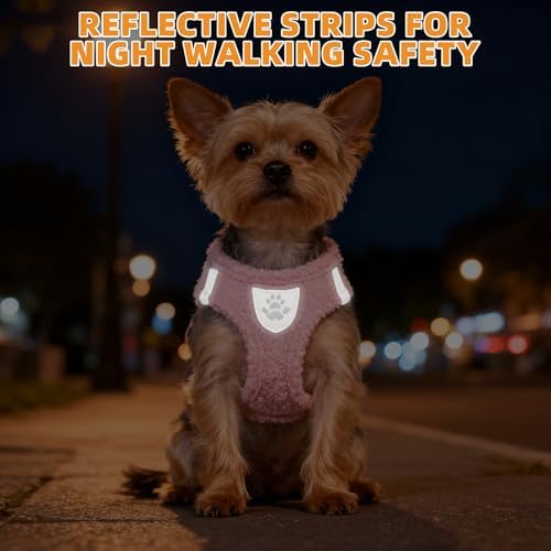 KOOLTAIL Plush Small Dog Harness and Leash Set, Warm Fleece No Pull Puppy Vest - Image 6