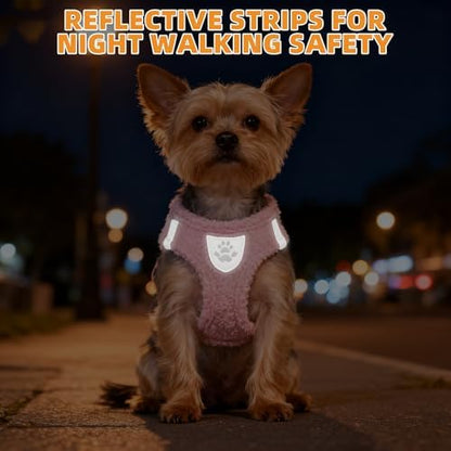 KOOLTAIL Plush Small Dog Harness and Leash Set, Warm Fleece No Pull Puppy Vest - Image 6