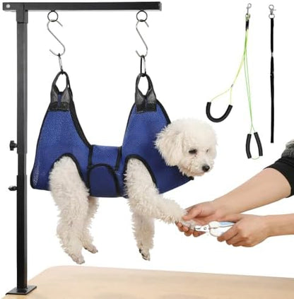 ondware Dog Grooming Arm with Hammock, Adjustable 27-37", Dual Clamp by ondware