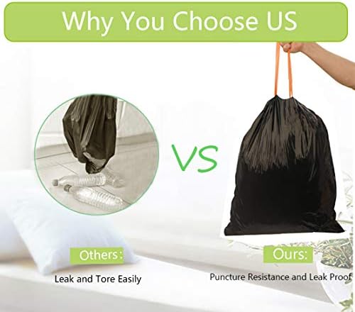 Besli 8 Gallon Black Drawstring Trash Bag Garbage Bag Trash Can Liner, 0.9 Mil - Image 5