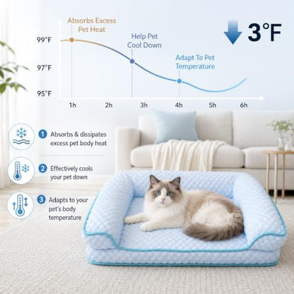 Cooling Cat Bed with Thick Egg-Crate Foam Support, Non-Toxic Cooling Sofa - Image 2